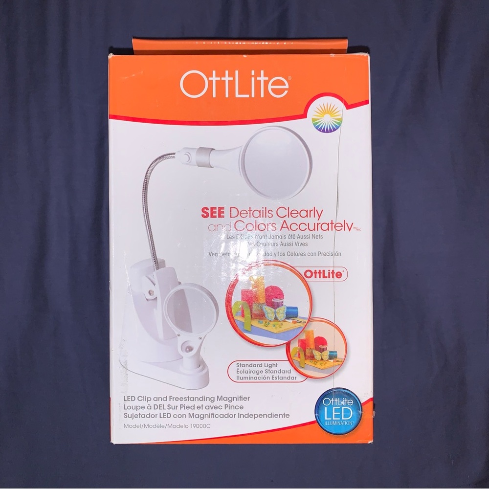 OttLite LED Clip & Freestanding Dual Magnifier Lamp Crafting knitting
